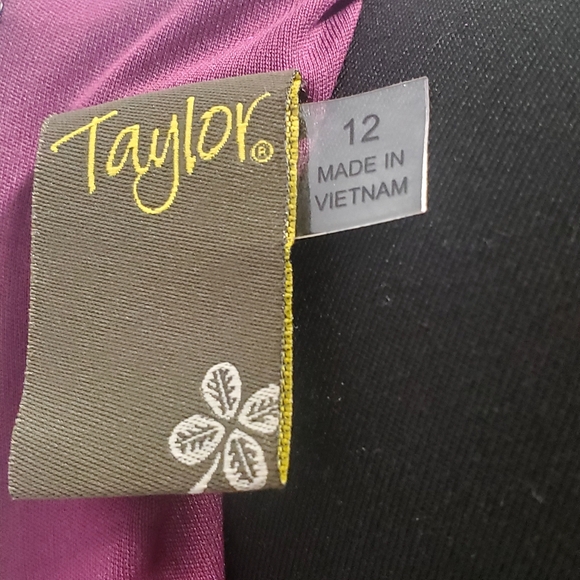 Taylor Purple Velvet Dress V cut short sleeves Ruffle hem Size 12 - Picture 8 of 10